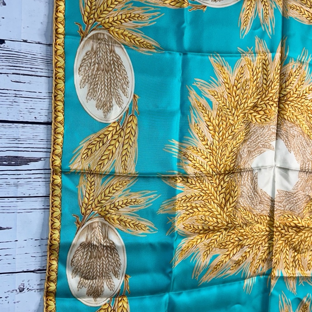 Dior Silk Scarf in Teal and Gold - Picture 4 of 9